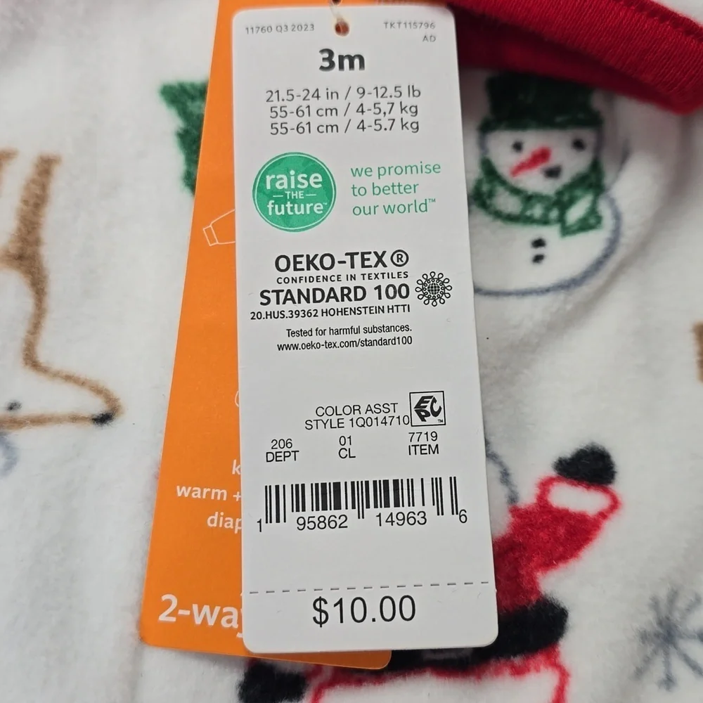 Baby Santa Christmas Fleece Fleece Footed Pajama | Carters | 3M